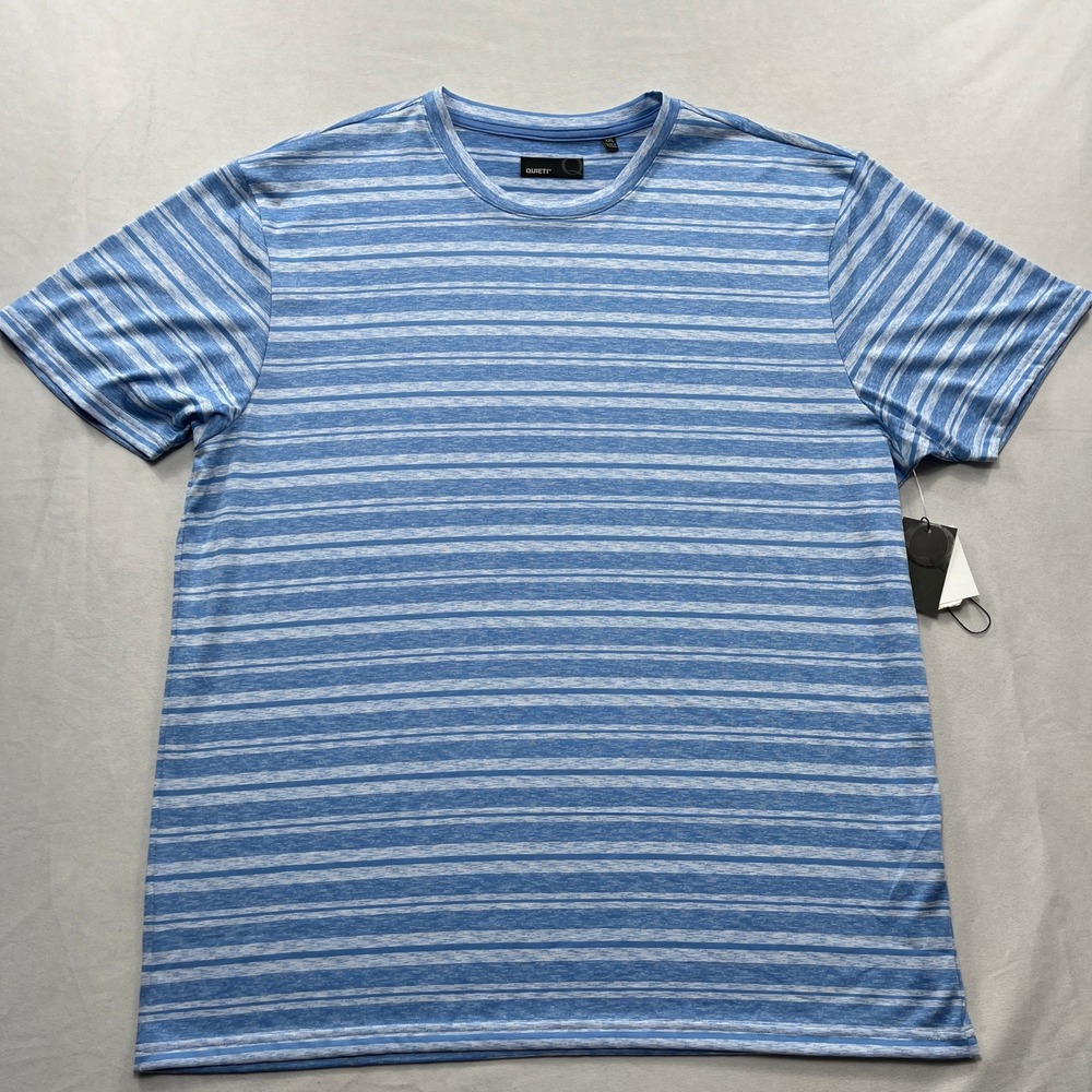 Quieti T-Shirt Striped Short Sleeve Crew Neck Blue White Mens XXL NEW
